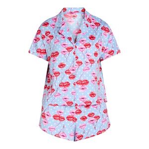 Way to Celebrate Womens Pajama Set XS V-Day Print Notch Collar Shorty 2-Piece